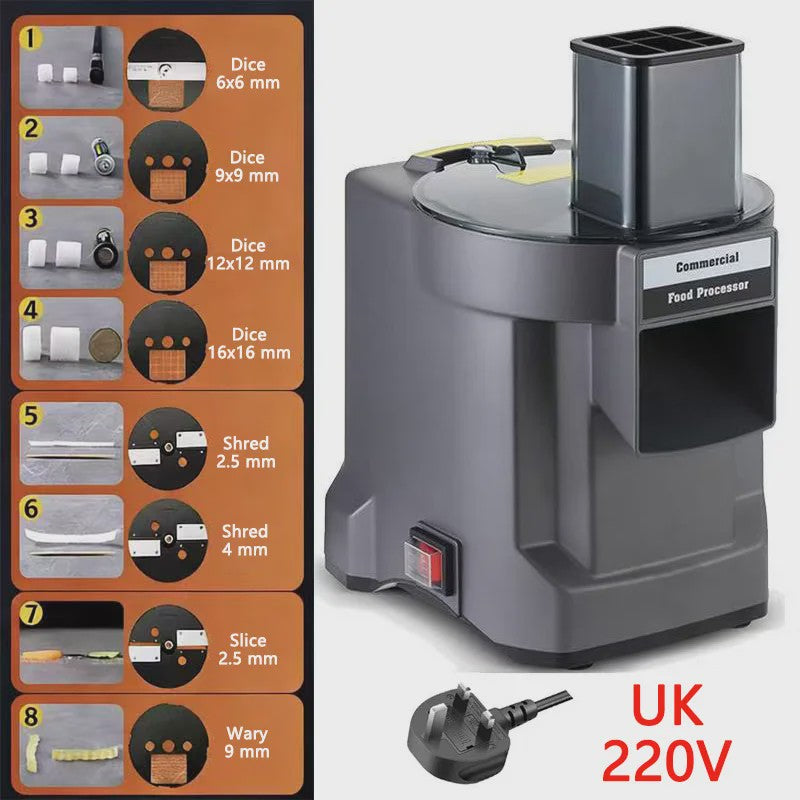 Professionele Elektrische Groentesnijder 3-in-1: Snijden, Raspen & Blokjes