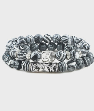 Set van 2 Houten Kralen Armbanden met Buddha & Natuursteen - Meditatie & Spirituele Sieraden