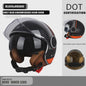 Vintage Open Motorhelm met Dubbel Vizier - DOT Gecertificeerd, Retro Stijl