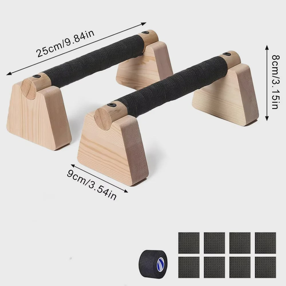 Houten Push-Up Bars & Parallettes voor Thuis Workout - Stabiliteit en Comfort