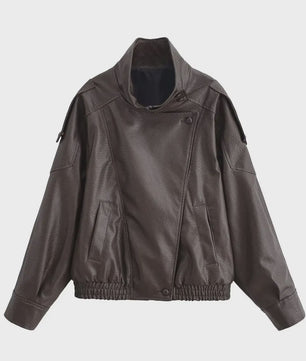 Dames Elegante Zwarte Jas - Street Style Asymmetrisch met Rits en Zakken