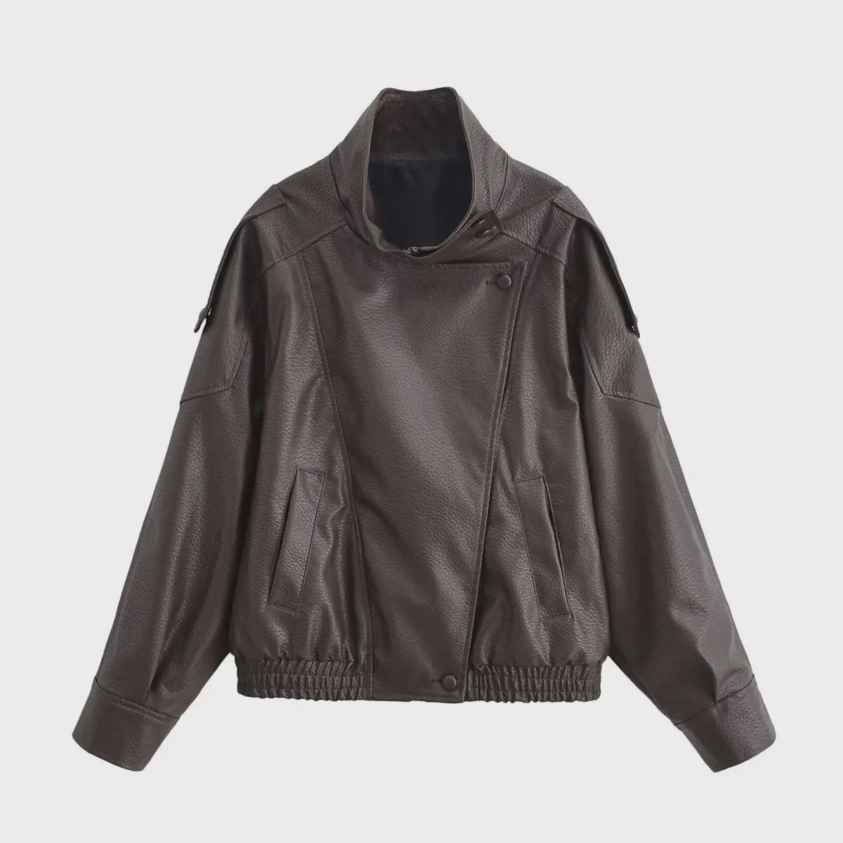 Dames Elegante Zwarte Jas - Street Style Asymmetrisch met Rits en Zakken