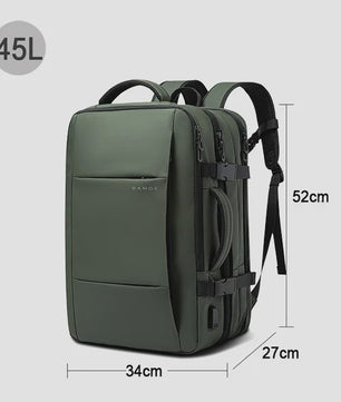 BANGE Heren Rugzak - Waterdicht, Uitbreidbaar, 17.3" Laptopvak, Grote Capaciteit voor Reizen & Wandelen