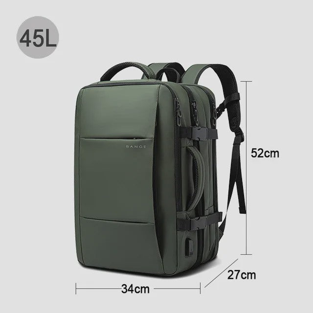 BANGE Heren Rugzak - Waterdicht, Uitbreidbaar, 17.3" Laptopvak, Grote Capaciteit voor Reizen & Wandelen