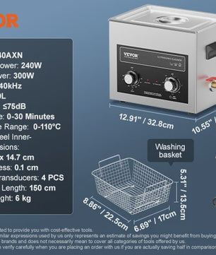Professionele Ultrasone Reiniger met Verwarming en Timer - 2-30L voor Laboratorium, Metaal & Auto-onderdelen