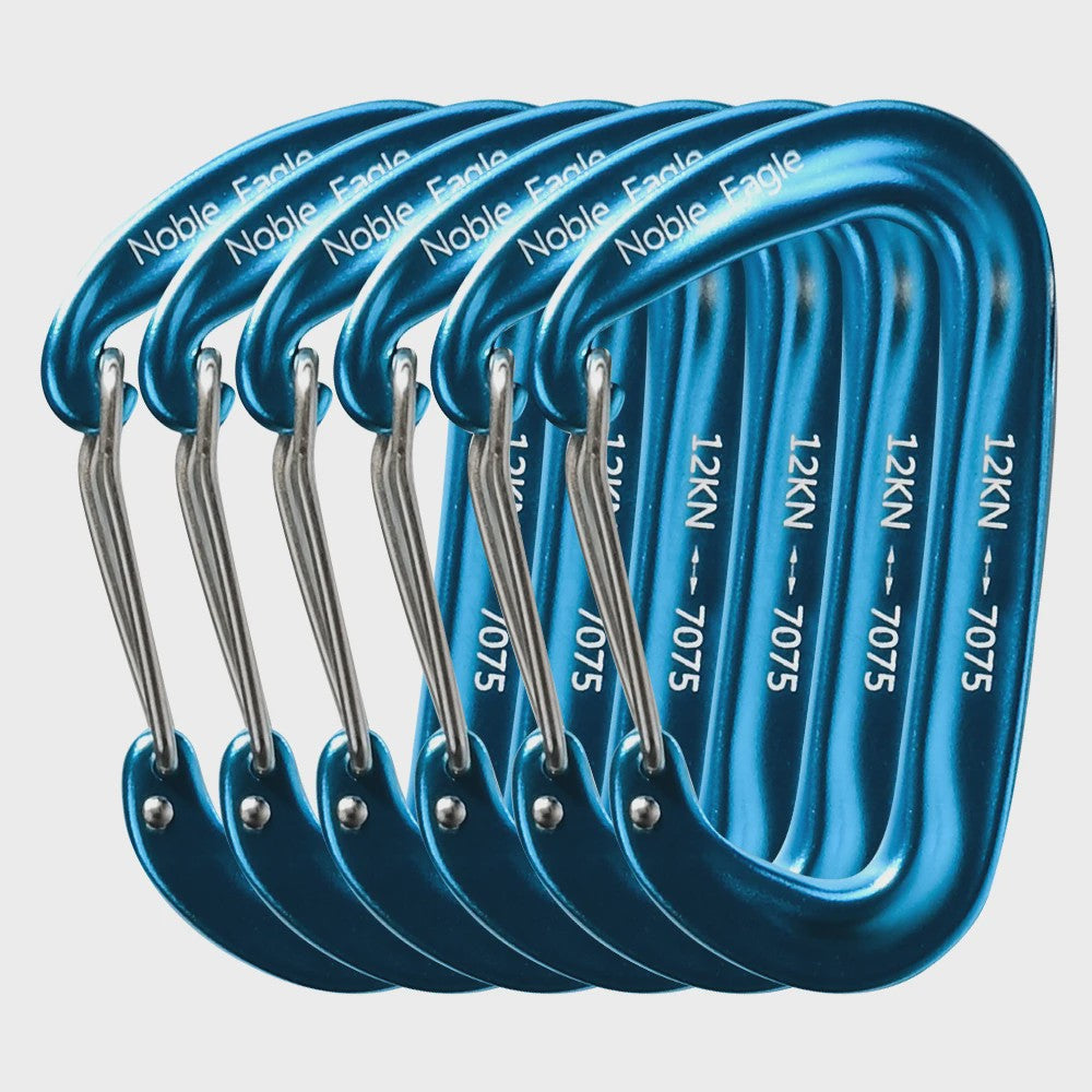 Set van 6 Karabiners 12kN D-Ring - Robuust Aluminium voor Outdoor & Klimmen