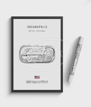 Vintage F1 Circuit Poster: Zwart-Wit Formule 1 Kunst voor de Raceliefhebber