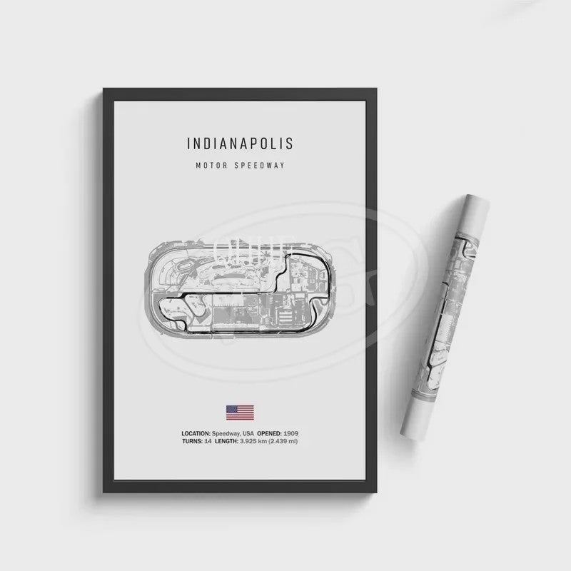 Vintage F1 Circuit Poster: Zwart-Wit Formule 1 Kunst voor de Raceliefhebber