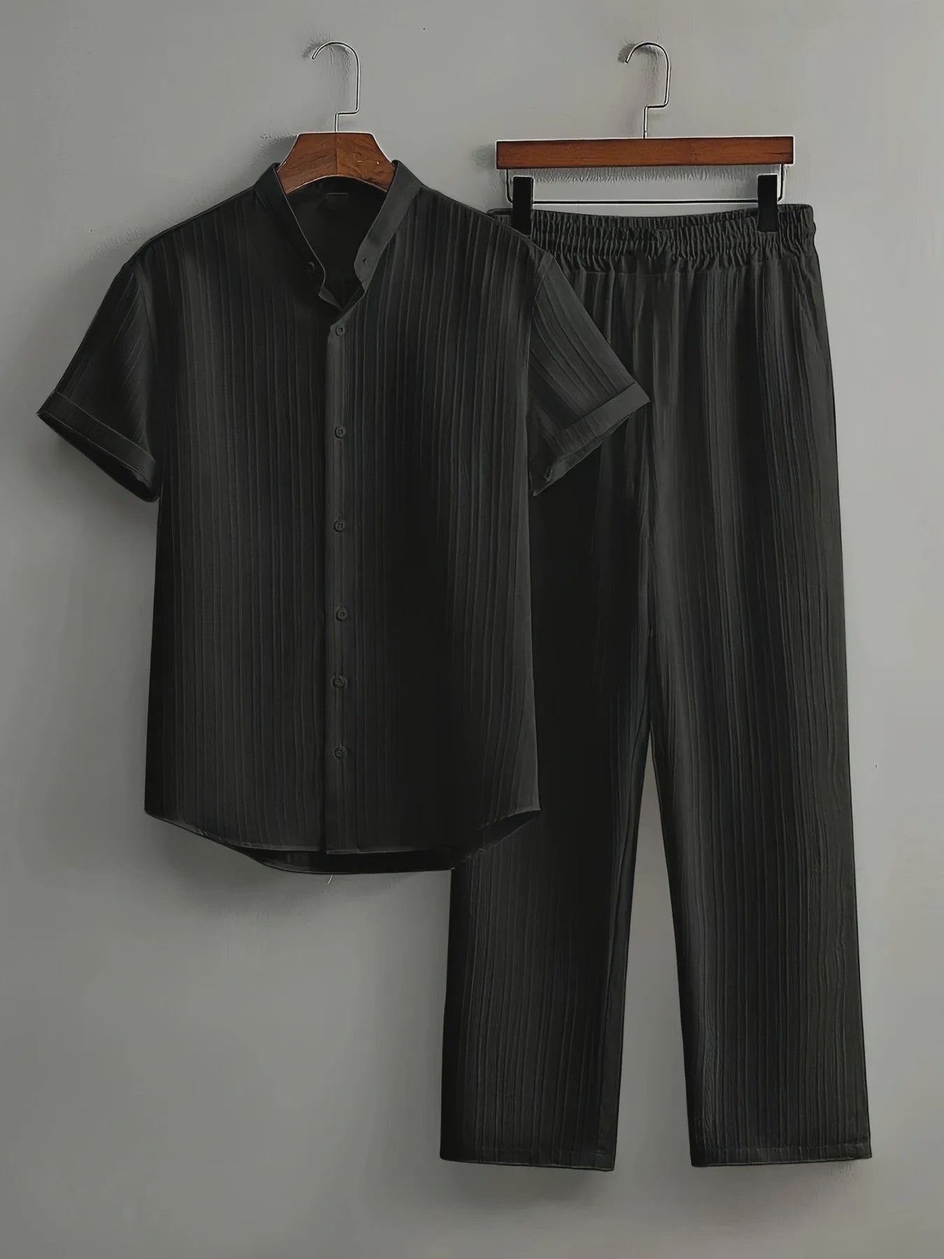 Zomerse Heren Tweedelige Set: Luchtig Linnen Look Shirt met Broek