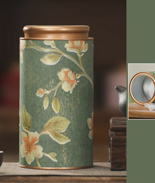 Decoratieve Theeblik met Bloemenprint - Afsluitbare Opbergbus voor Thee