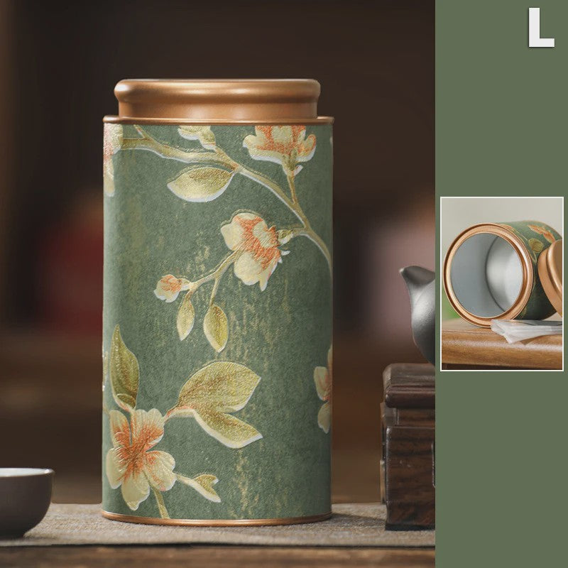 Decoratieve Theeblik met Bloemenprint - Afsluitbare Opbergbus voor Thee