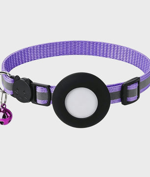 Verstelbare Airtag Kattenhalsband met Veiligheidsgesp, Bel & Reflectie - Anti-Verlies Tracker Houder