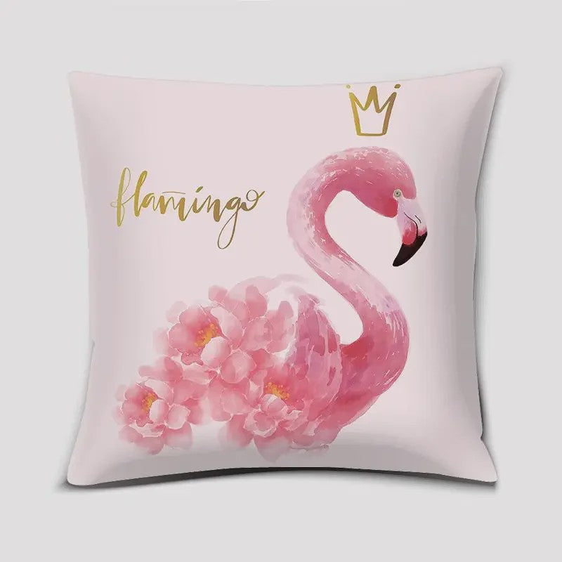 Vrolijke Flamingo Kussenhoes Vierkant - Decoratie voor Bank & Auto