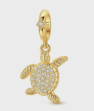 925 Sterling Zilveren Bedel: Gouden Strik met Roze Hart & Kruis met Oog van Horus