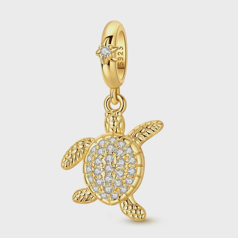 925 Sterling Zilveren Bedel: Gouden Strik met Roze Hart & Kruis met Oog van Horus