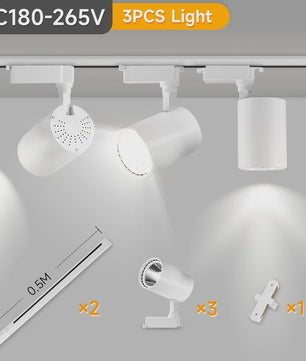 LED Railverlichting Set: 220V Plafondspots (12-40W) voor Woonkamer & Keuken