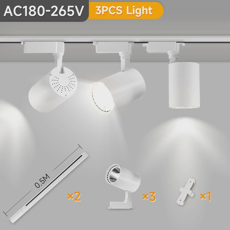 LED Railverlichting Set: 220V Plafondspots (12-40W) voor Woonkamer & Keuken