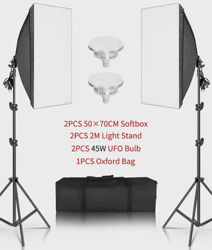 Professionele Softbox Verlichtingskit 50x70CM met E27 Fotografie Lampen