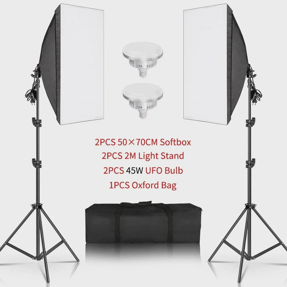 Professionele Softbox Verlichtingskit 50x70CM met E27 Fotografie Lampen