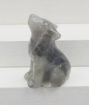 Kristallen Wolf Beeldje - Natuursteen Energie Steen Decoratie