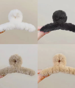 Set van 4 Elegante Pluche Haarclips met Faux Fur - Stijlvolle Haaraccessoires voor Dames & Meisjes