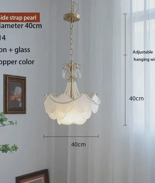 Moderne Koperen Plafondlamp met Schelp Glas en LED - Stijlvolle Hanglamp voor Woonkamer, Eetkamer & Slaapkamer