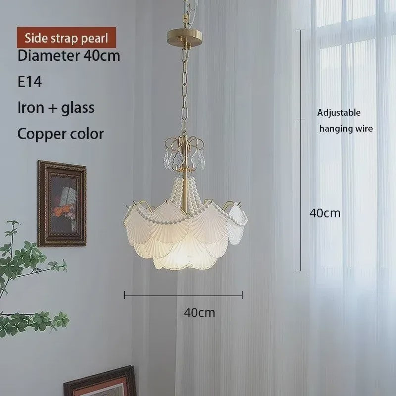 Moderne Koperen Plafondlamp met Schelp Glas en LED - Stijlvolle Hanglamp voor Woonkamer, Eetkamer & Slaapkamer