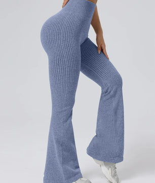 Hoge Taille Stretch Pantalon met Wijde Pijpen voor Dames - Slim Fit, Ideaal voor Workout & Casual Gebruik
