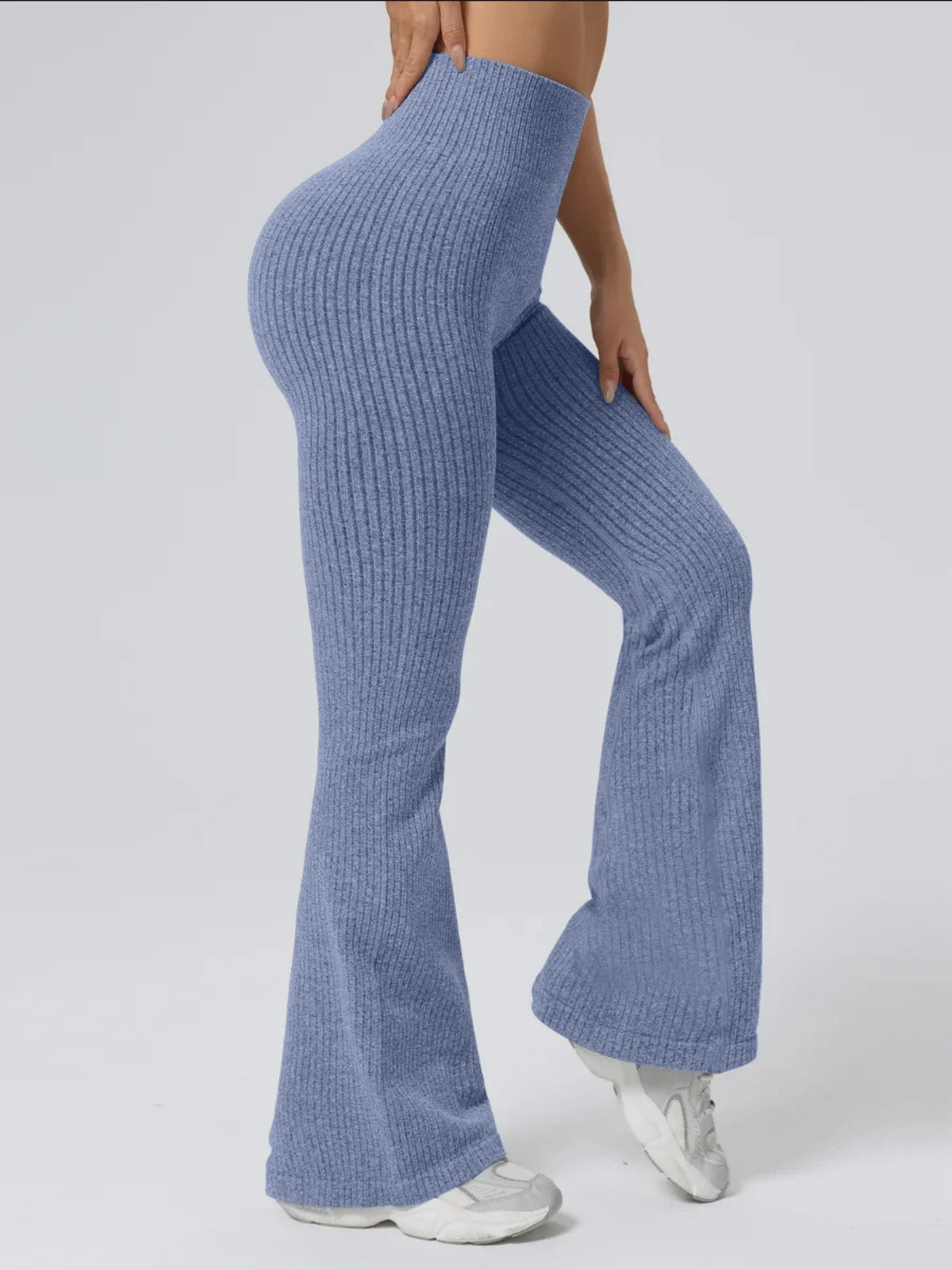 Hoge Taille Stretch Pantalon met Wijde Pijpen voor Dames - Slim Fit, Ideaal voor Workout & Casual Gebruik