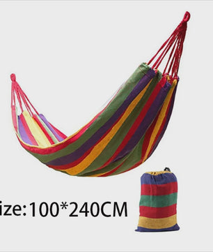 Dubbele Hangmat 2 Persoons Katoen Canvas met Boomriemen - Rood/Blauw Gestreept