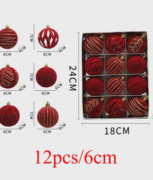 Kerstballen 6cm - Set van 12/16 Stuks - Wijnrood & Goud - Fluweelzacht & Feestelijk