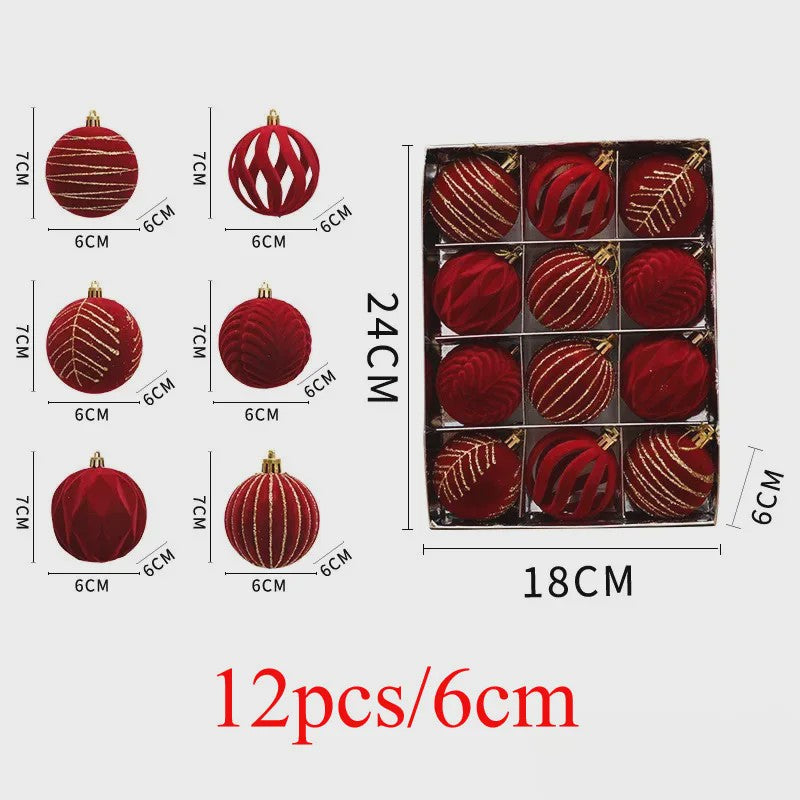 Kerstballen 6cm - Set van 12/16 Stuks - Wijnrood & Goud - Fluweelzacht & Feestelijk