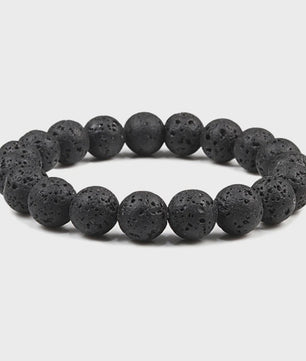 Elastische Charm Armband met Natuursteen Kralen: Lavasteen & Tijgeroog (6/8/10mm) - Voor Dames en Heren