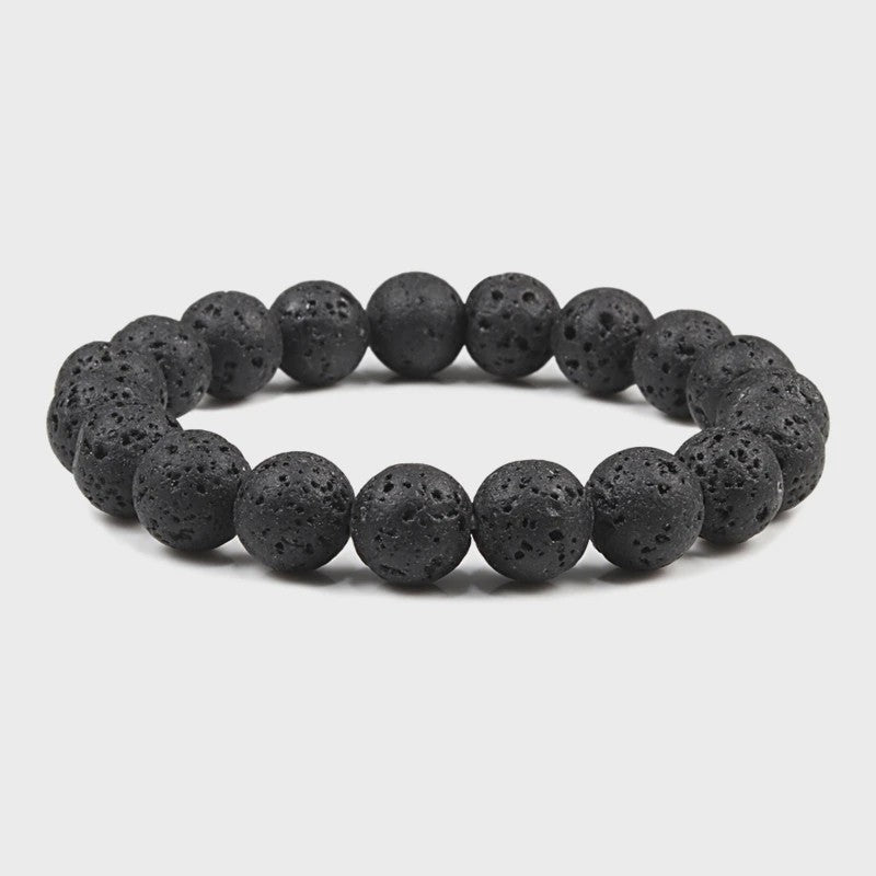 Elastische Charm Armband met Natuursteen Kralen: Lavasteen & Tijgeroog (6/8/10mm) - Voor Dames en Heren