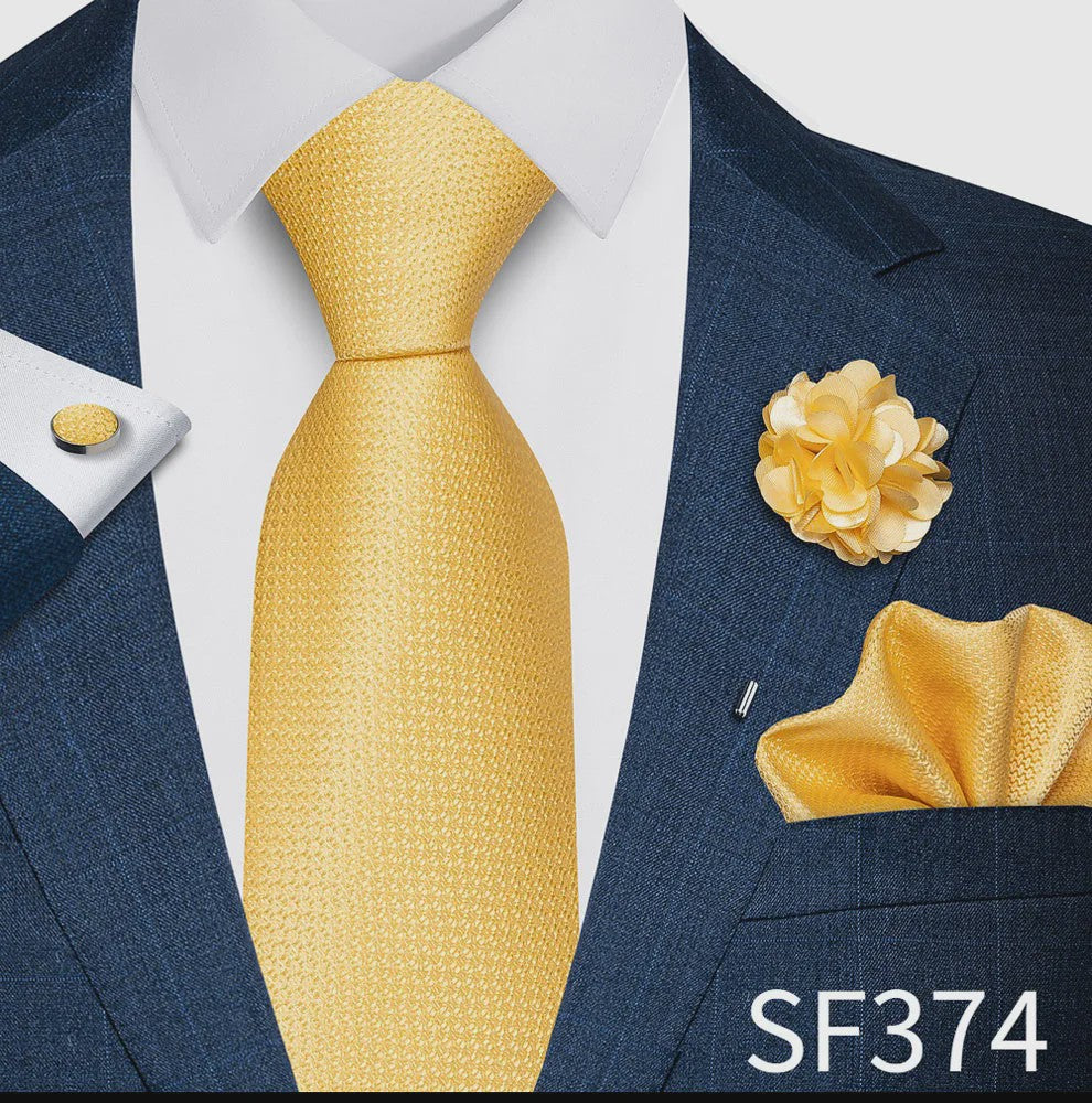 Luxe Heren Set: Paarse Paisley Stropdas, Manchetknopen, Pochet & Boutonnière - 8cm Breed