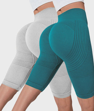 2-Pack Seamless High-Waisted Yoga Shorts met Push-Up Effect - Perfect voor Fitness & Training