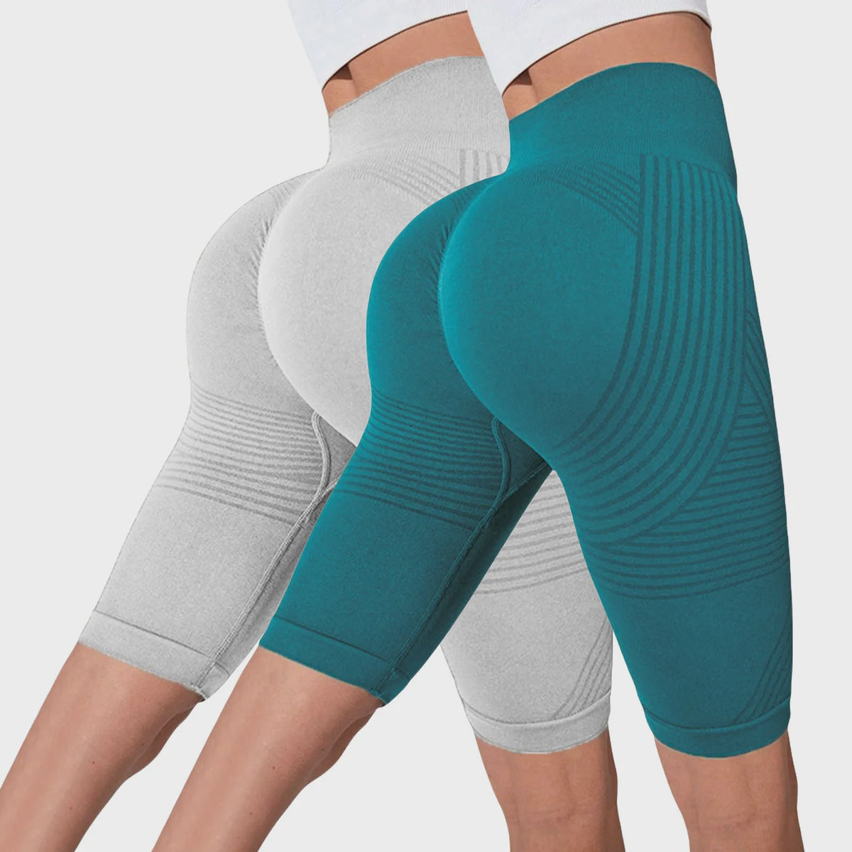 2-Pack Seamless High-Waisted Yoga Shorts met Push-Up Effect - Perfect voor Fitness & Training