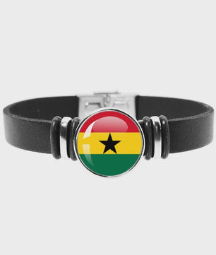 Leren Armband met Vlag van [Land] - Stijlvolle Bangle voor Dames en Heren