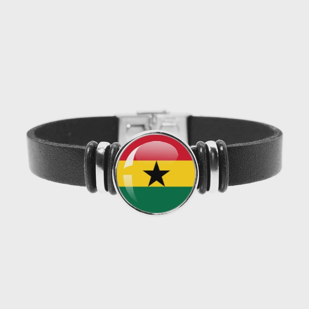 Leren Armband met Vlag van [Land] - Stijlvolle Bangle voor Dames en Heren