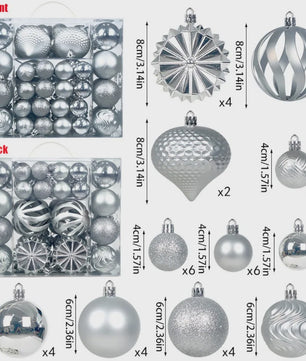 48-delige Set Kerstballen Plastic - Effen Kleur & Diverse Maten (4/6/8cm) voor Kerstboom Decoratie