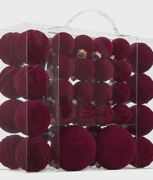 46-Delige Kerstballen Set - Velvet Pluche Kerstdecoratie Ballen (4/6/8cm)