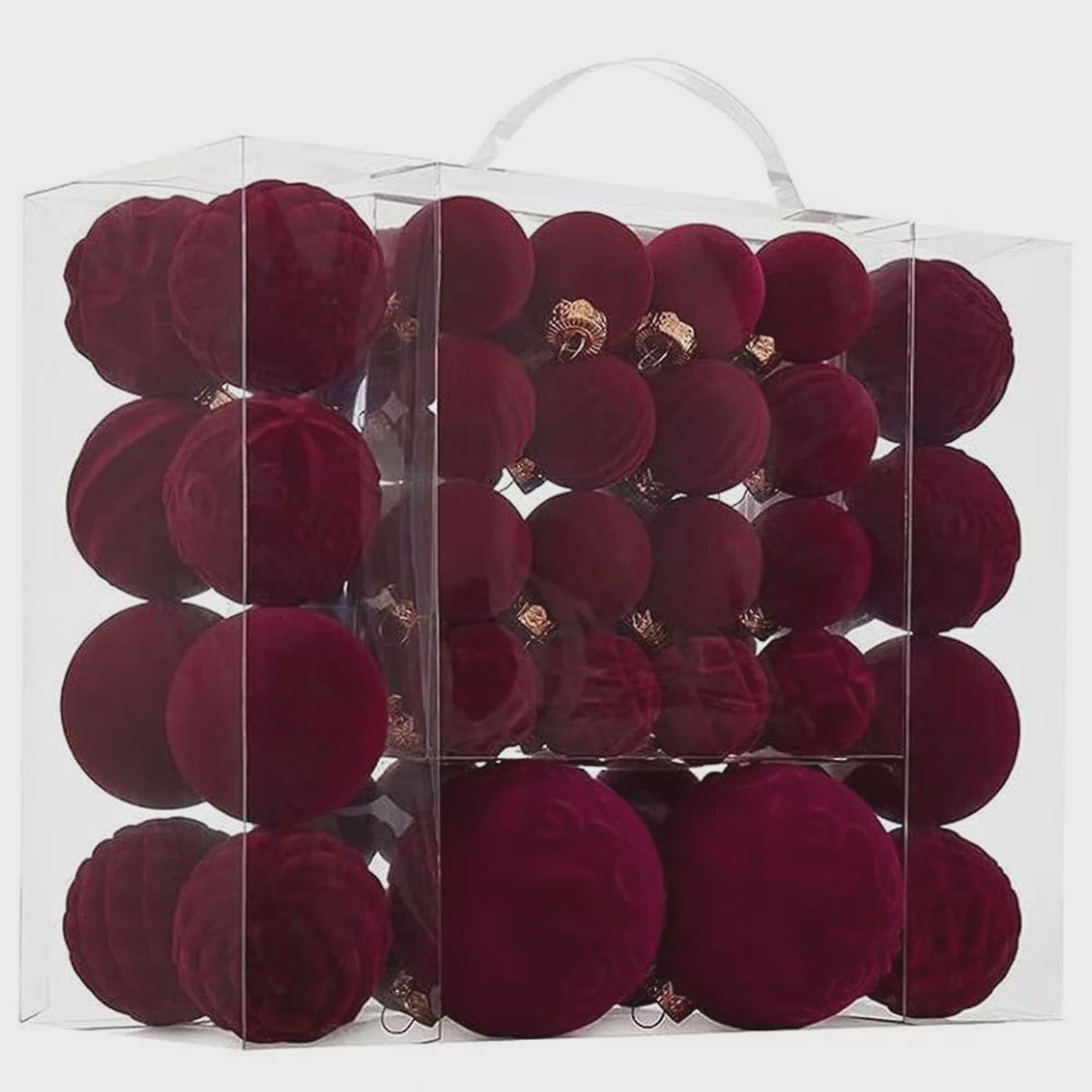 46-Delige Kerstballen Set - Velvet Pluche Kerstdecoratie Ballen (4/6/8cm)