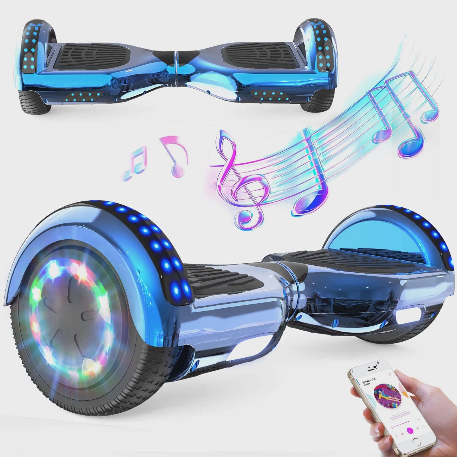 RCB Hoverboard 6.5 Inch Zelfbalancerend Elektrisch voor Kinderen & Volwassenen met Bluetooth en LED Verlichting