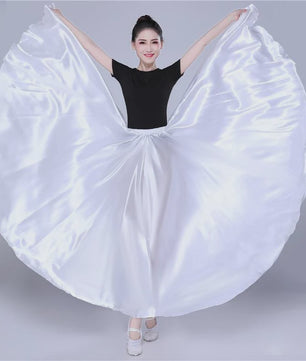 Glanzende Satijnen Lange Dansrok - Swing & Buikdans - 14 Kleuren