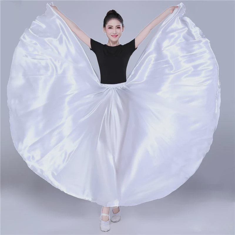 Glanzende Satijnen Lange Dansrok - Swing & Buikdans - 14 Kleuren