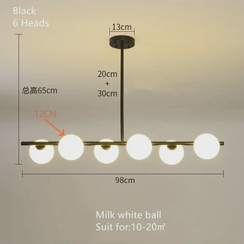 Moderne Magische Bonen Glas Kroonluchter - 6/7 Lampen - Goud/Zwart