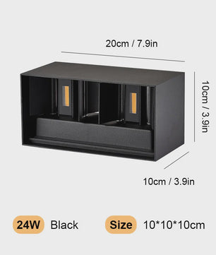 Aluminium LED Wandlamp Buiten IP65 Waterdicht - 12W/24W - Warm & Koel Wit