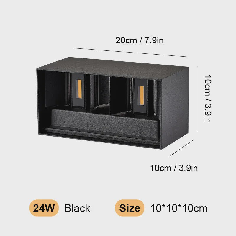 Aluminium LED Wandlamp Buiten IP65 Waterdicht - 12W/24W - Warm & Koel Wit