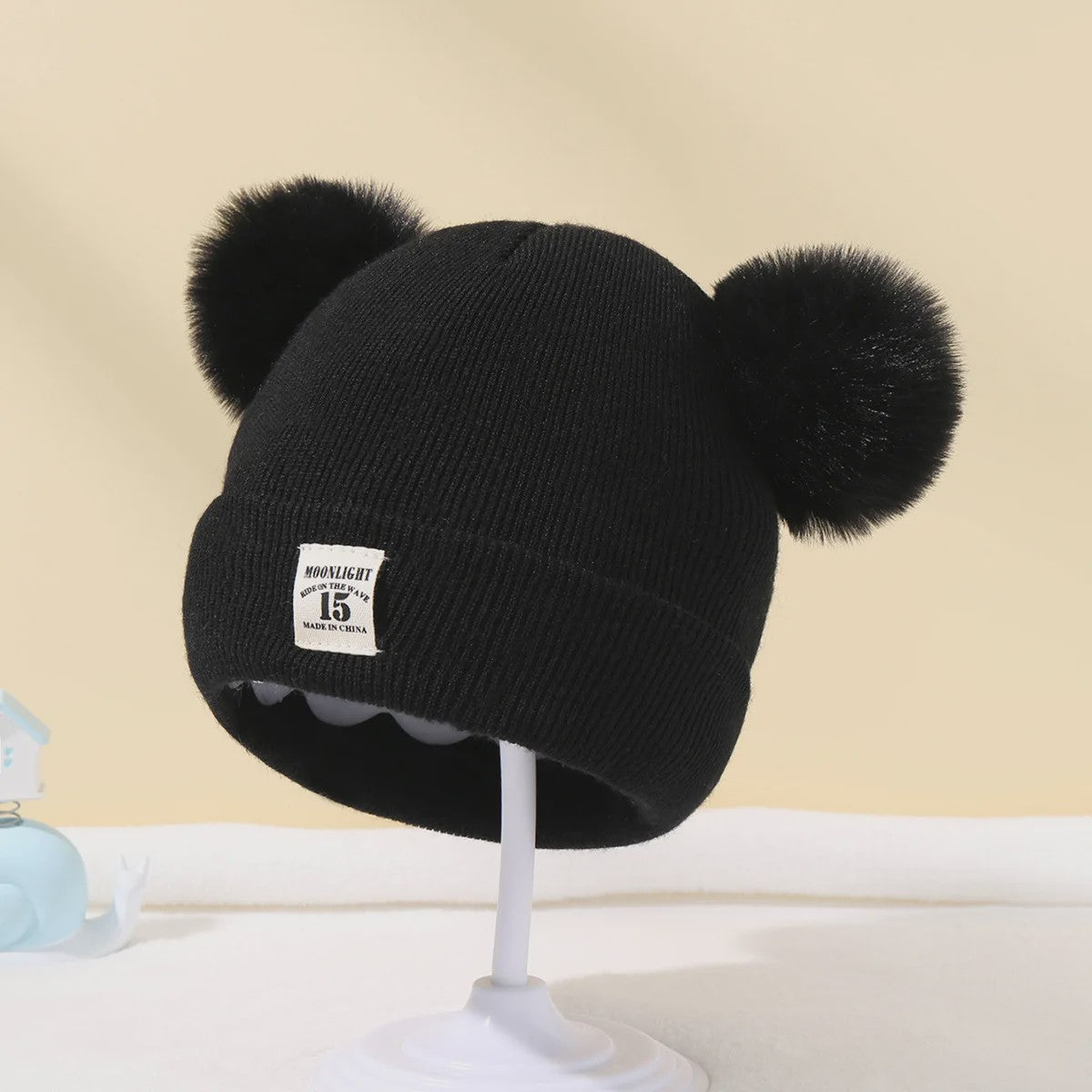 Warme Gebreide Babymuts met Pompon - Winter Beanie voor Jongens en Meisjes