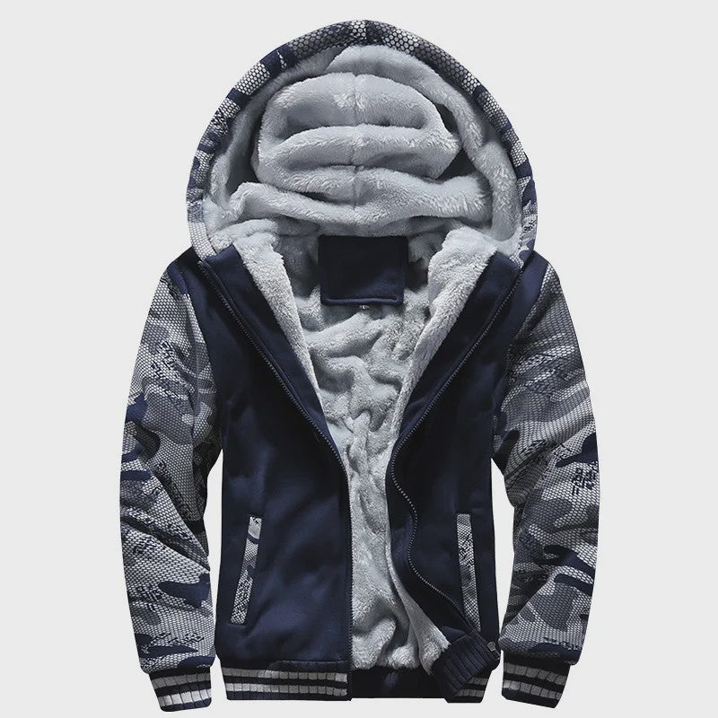 Warme Heren Winterjas met Camouflageprint en Fleece Voering - Casual Hooded Jacket
